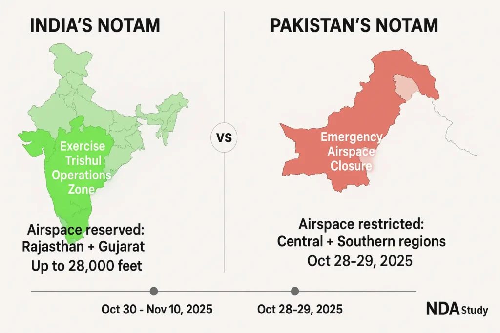 NOTAM Comaprion as India Launches Exercise Trishul 2025 |NDA Study
