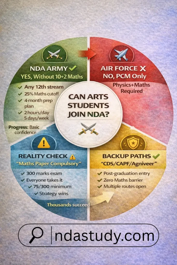 Can Arts Students Join NDA Without Maths? Hidden Loopholes No One Told You 4 NDA arts students eligibility answer wheel Army Air Force Navy maths compulsory backup paths